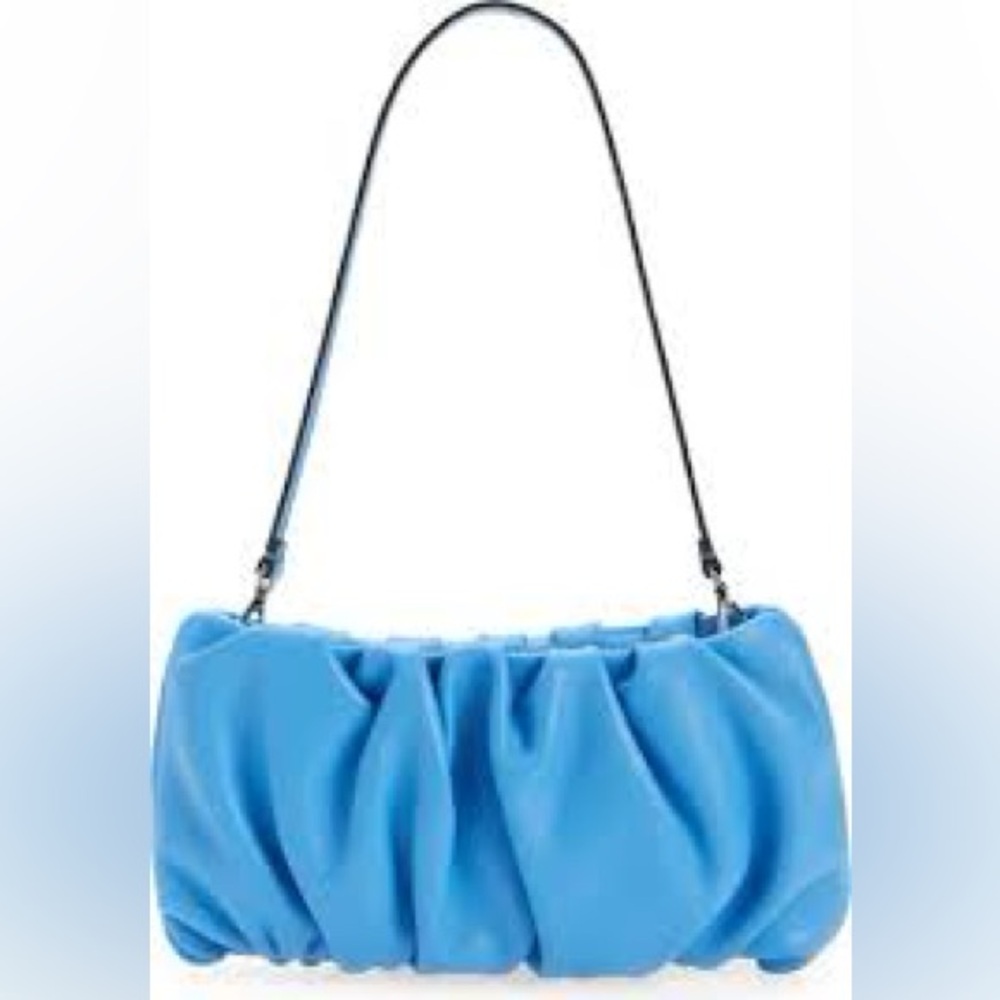 Staud Bean Bag Clutch Blue Leather